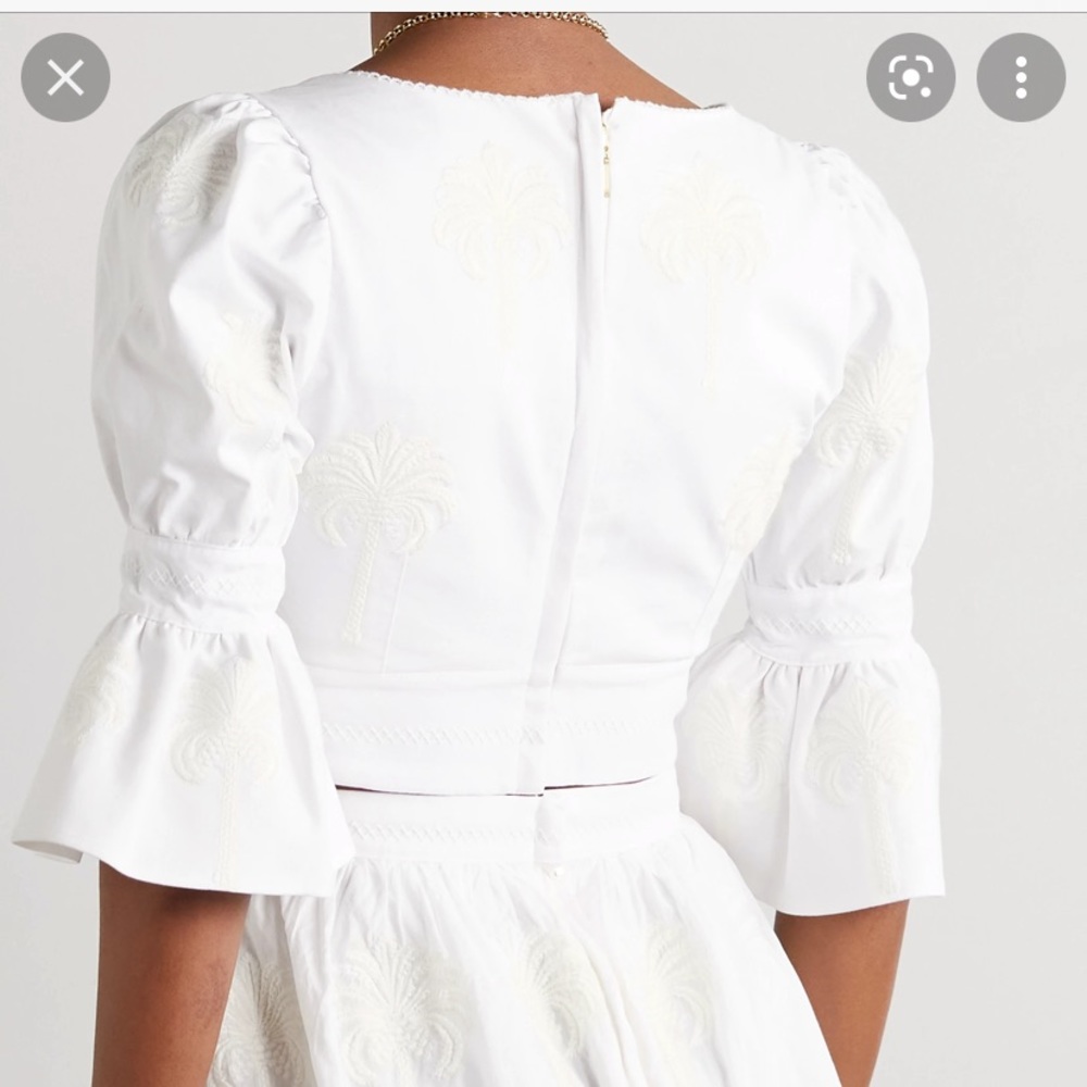 agua bendita violeta cropped white blouse - Picture 2 of 7